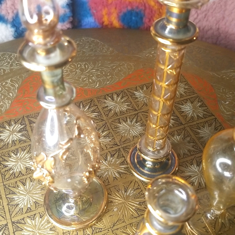 Egyptian Glass Decorative Perfume Bottles-4pc.-2 with tops & 2 without - Picture 8 of 13